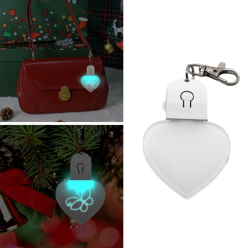 LED Light Sublimation Ornament Blanks for DIY Crafts and Christmas Decoration Clear Acrylic Heart Shaped Keyring Pendant