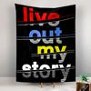 Tapestry Wall Hanging Bold Typography Live Out My Story Colorful Red Blue Yellow Letters Black Background Modern Wall Art Decor for Dorm