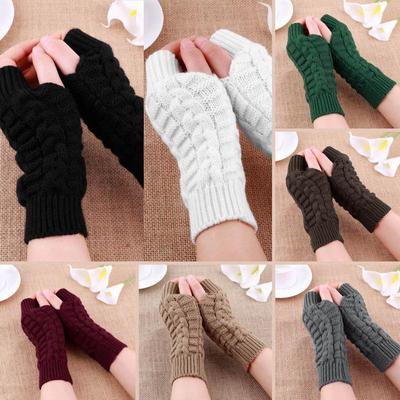 Короткие жареные палочки из теста модные перчатки, осенне-зимние мужские и женские вязаные шерстяные перчатки, теплые напульсники с открытыми половинами пальцев