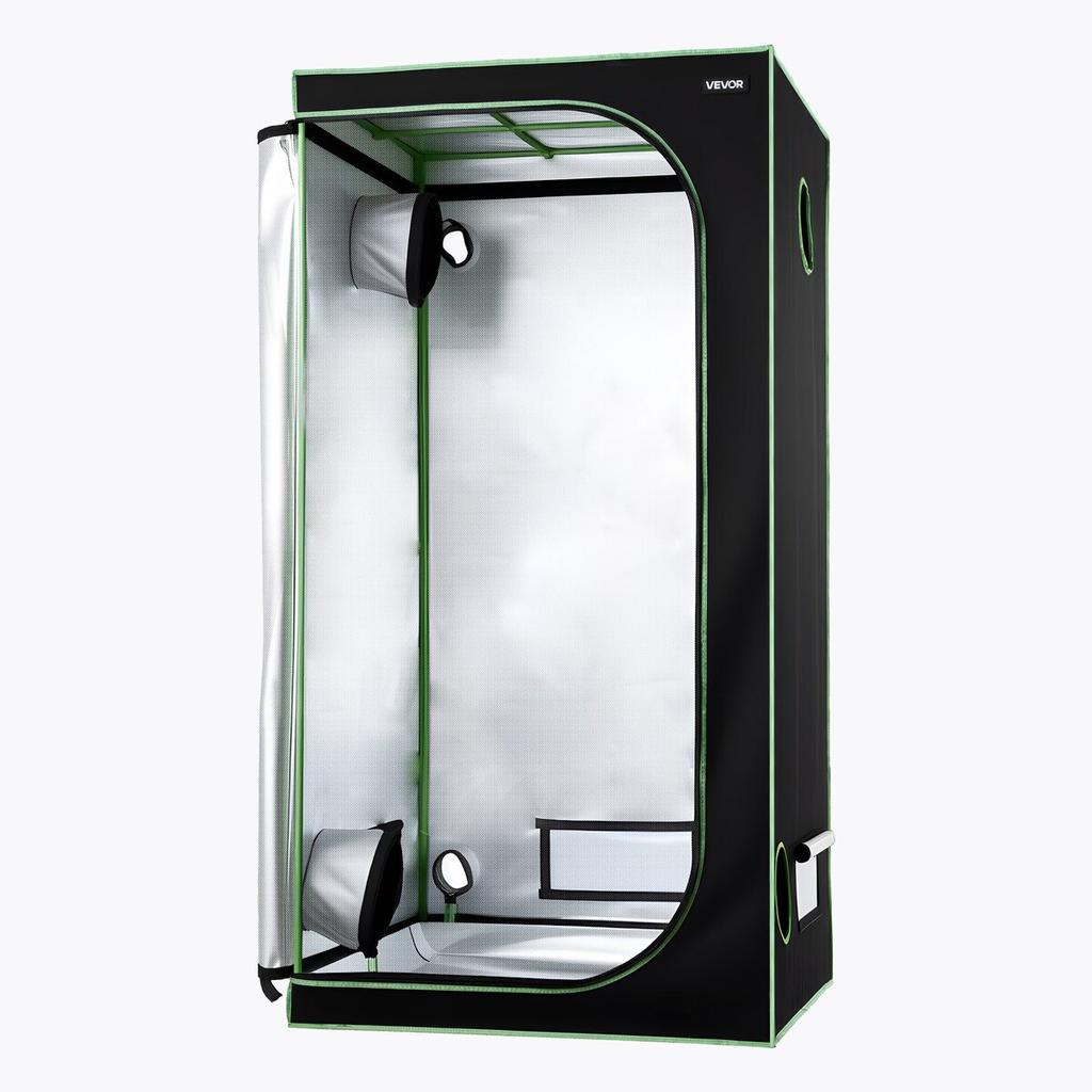 Indoor Grow Tent, 100 x 100 x 200 cm, 600D High Reflective Mylar, Indoor Plant Tent with Observation Window, Floor Tray & Zipper, Heavy Duty Growing