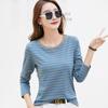 Autumn/Winter Retro Striped Long Sleeve Round Neck Women's Top