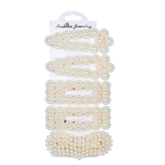 5 Pieces Pearl Hairpin Women's Fashion Soft Pearl Hairpin Hair Stick Girl Hair Clip Hair Clip Set Hair Accessories Jewellery