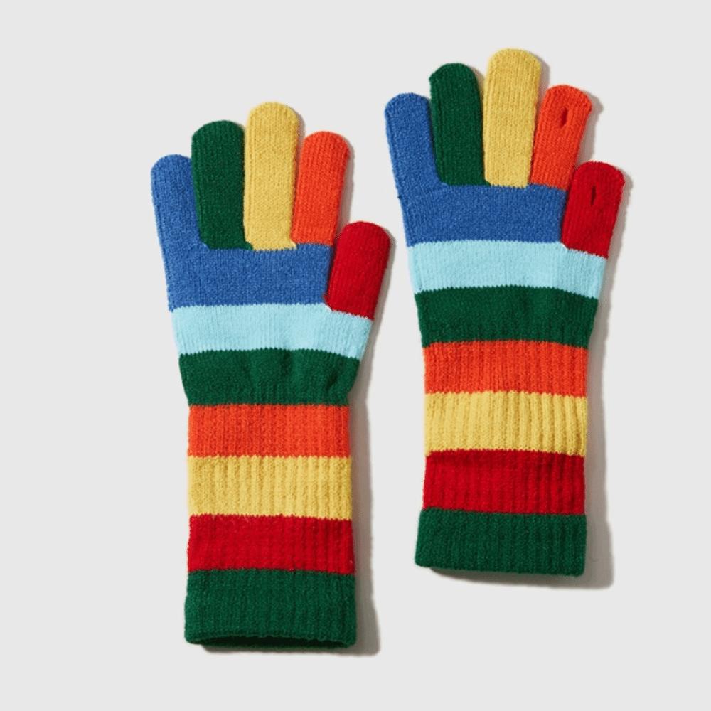 Warm Open Finger Gloves Rainbow Touch Screen gloves Korean Women's Gloves Girl