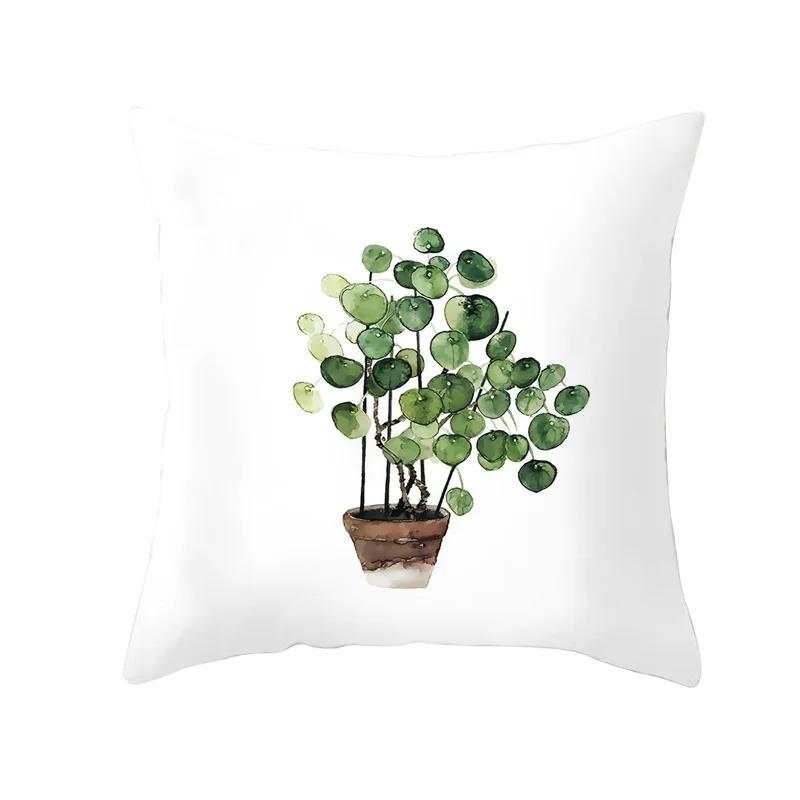 Office Living Room Home Pillowcase Green Leaf Cushion Cover Plant Decoration Pillowcase Car Ornaments