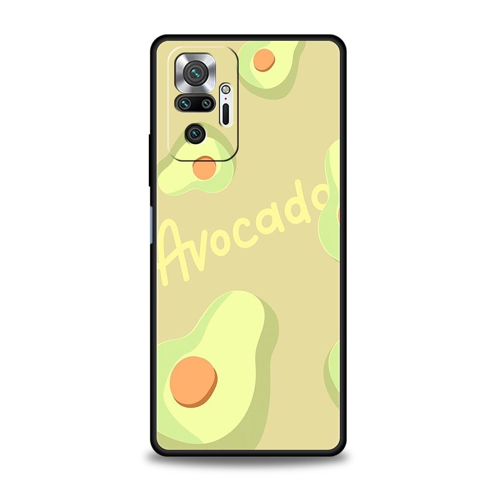 Cute Avocado Phone Case Cover for Redmi 14C 10C Note 15 14 13 12 10 11 K40 Pro Plus 5G Soft TPU Shell Shockproof Fundas Capa Bag