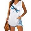 Women Summer Dragonfly Printed V-neck Swallowtail Sleeveless Vest