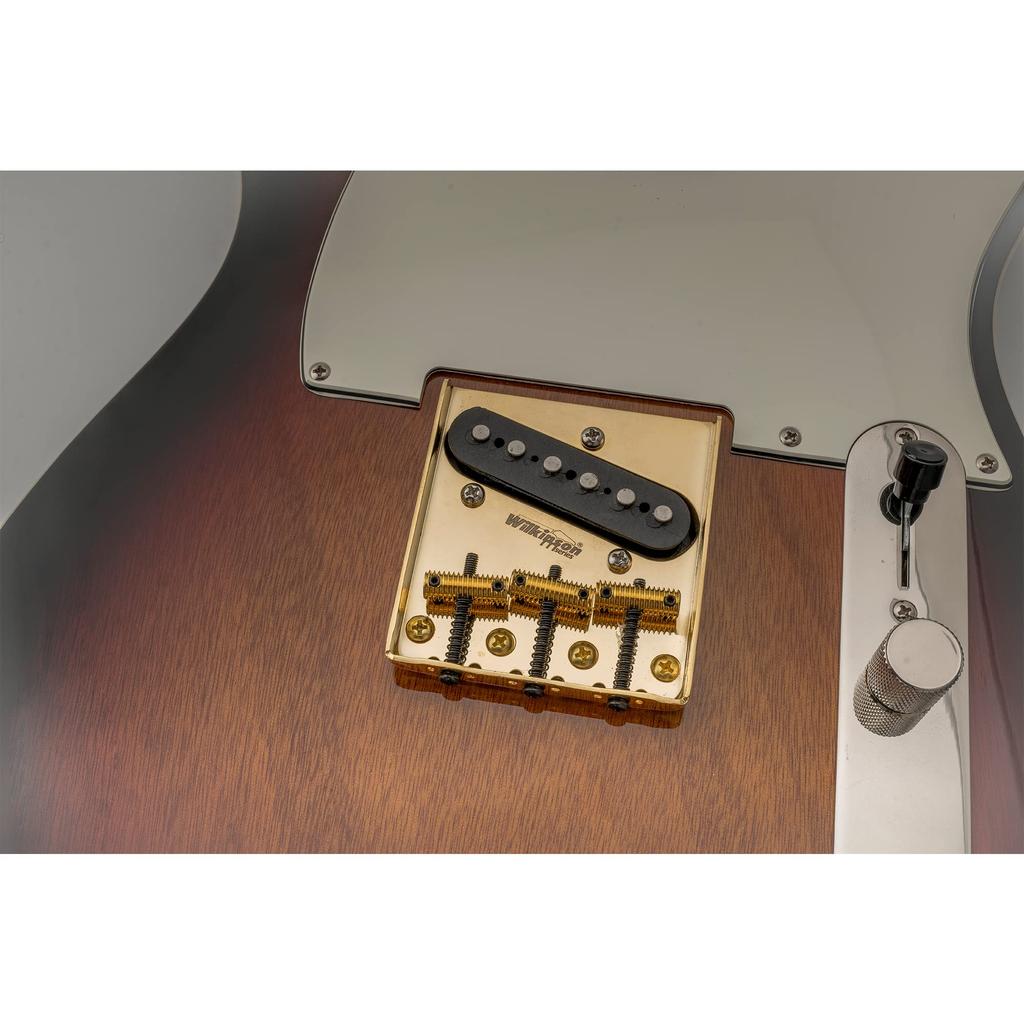 Бридж Wilkinson WOT01T для Telecaster с регулировкой мензуры, винтовыми седлами для TL электрогитары, 3-позиционный, золото, 10,8 мм,