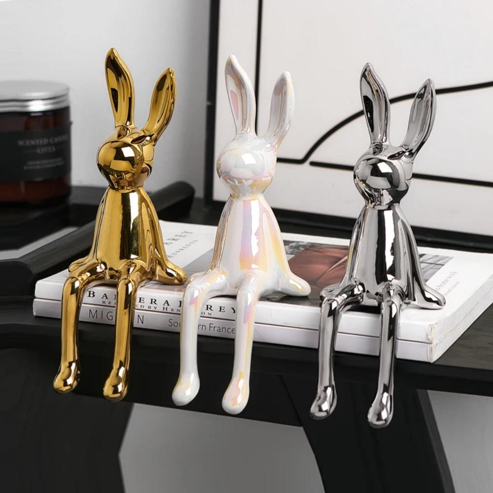 Скульптура скандинавского кролика Современные статуи кроликов Длинноухий сидящий кролик Украшение для полки стола