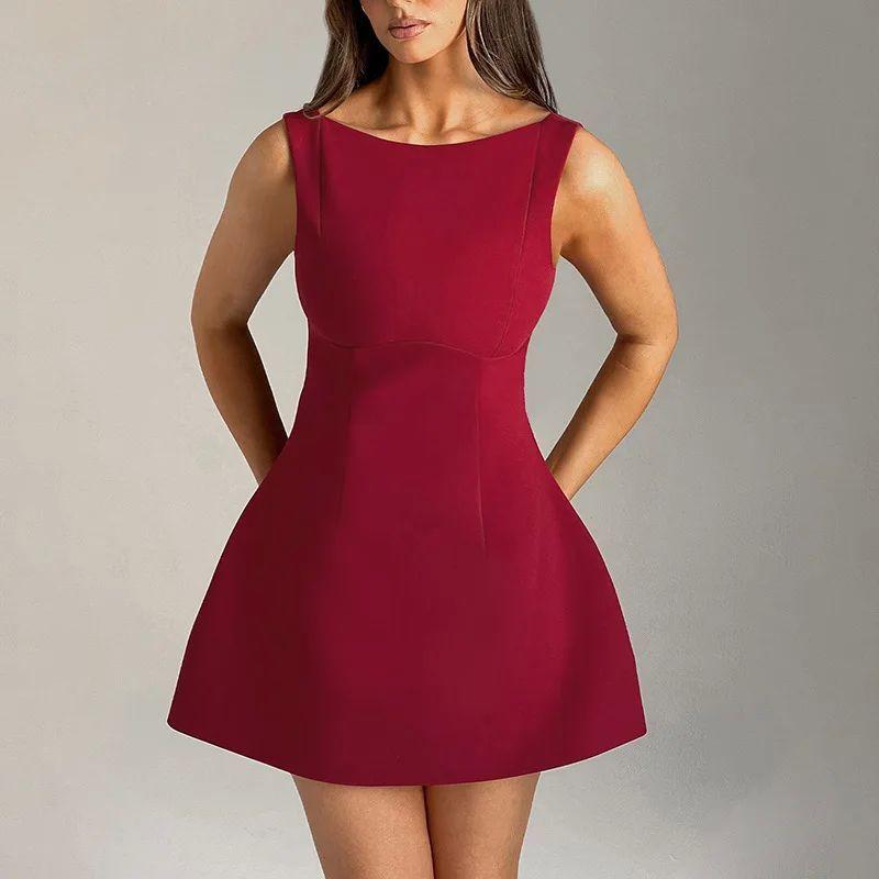 High Waisted Solid Color Short Skirt Dress High Waist Pure Color Skirt Dress
