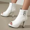 Женские ботильоны 2025 Весна Пикантный открытый носок Черные Белые Розовые Модные с пряжкой На высоком каблуке Осенние Короткие ботинки Женские Туфли для вечеринок и танцев