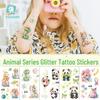 Красочные милые мультяшные животные блестящие татуировки наклейки для детей