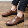 Fashion High End Brand Men's Leather Casual Shoes Interview Conference Business Dress Shoes Simple Lace Up Men's Groom's Wedding Shoes
