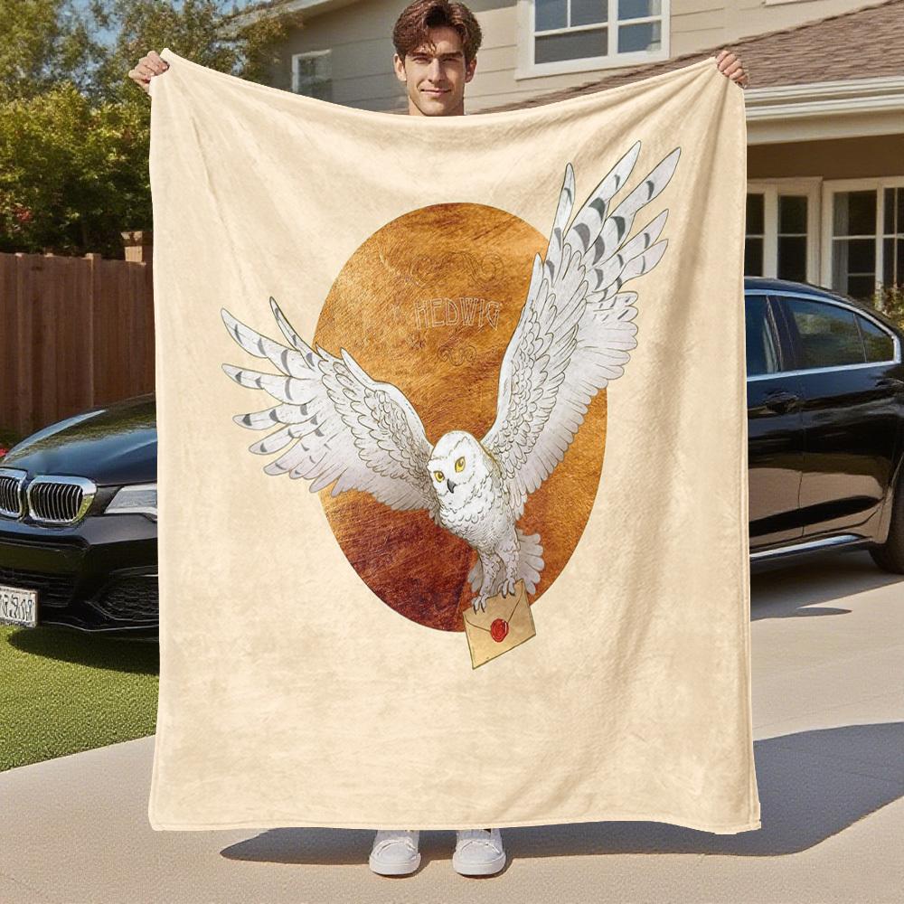 1 шт. Сова Хедвиг Конверт Фланелевое Покрывало для улицы Всесезонное Мягкое Теплое, Декор для Дома 1031180