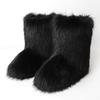 Winter Women Fluffy Faux Fox Fur Short Boots Comfortable Plush Warm Snow Luxury Girls Furry Fashion Footwear