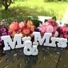 3Pcs/set White Desktop Ornaments Sign Decoration Props Mr & Mrs Wooden Ornaments  Married Party