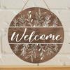 Wood 1pc, 2D Wooden Brown Welcome Sign 7.9Inch/20cm Round Hanging Sign Wall or Door Decor Wall Art, Outdoor Courtyard Decor Party for Door, Wall, Home