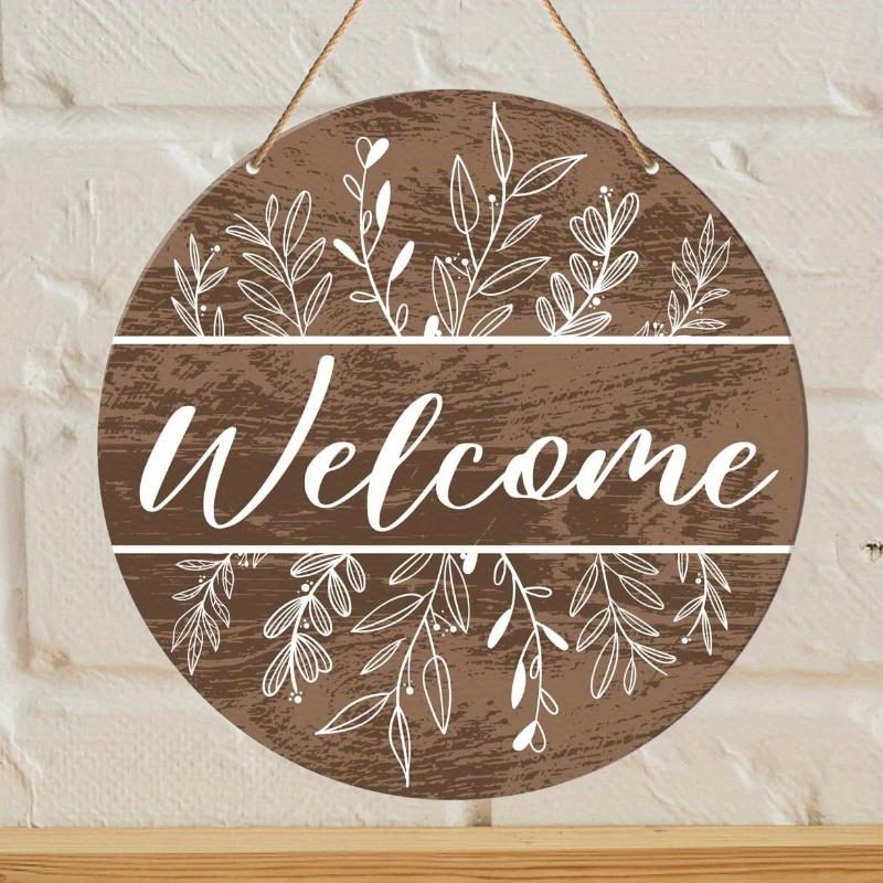 Wood 1pc, 2D Wooden Brown Welcome Sign 7.9Inch/20cm Round Hanging Sign Wall or Door Decor Wall Art, Outdoor Courtyard Decor Party for Door, Wall, Home