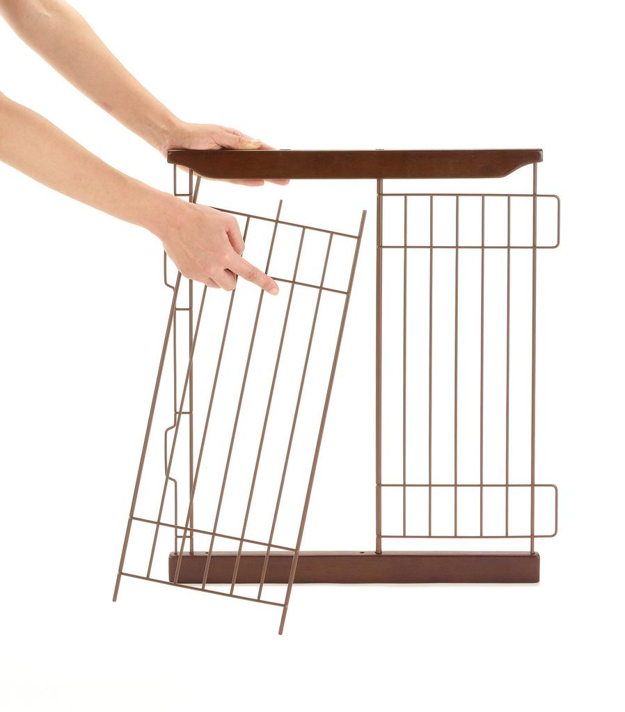 Richell Wooden Sliding Pet Playpen with Divider, Dark Brown, Regular
