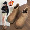 2025 Winter New Women Short Plush Warm Snow Boots Casual Shoes Suede Fur Chelsea Ankle Boots Flats Platform Ladies Shoes Botas