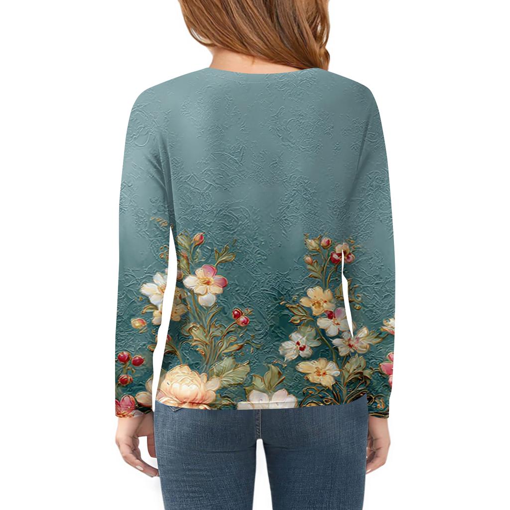 Girls Long Sleeve T Shirts Kids Fall Tops Crewneck Printed Basic Tees