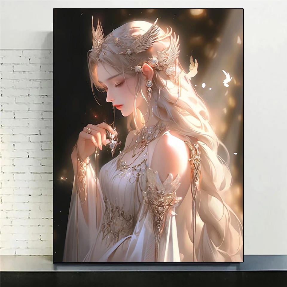 Фея Девушка 5D Diy Алмазная Картина Украшение Стены Ангел Крест Вышивка Мозаика Искусство Ручной Работы Картина Украшение Дома