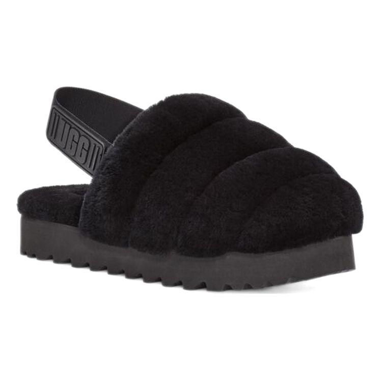 UGG Кроссовки женские Super Fluff Slipper черные 1121751-BLK