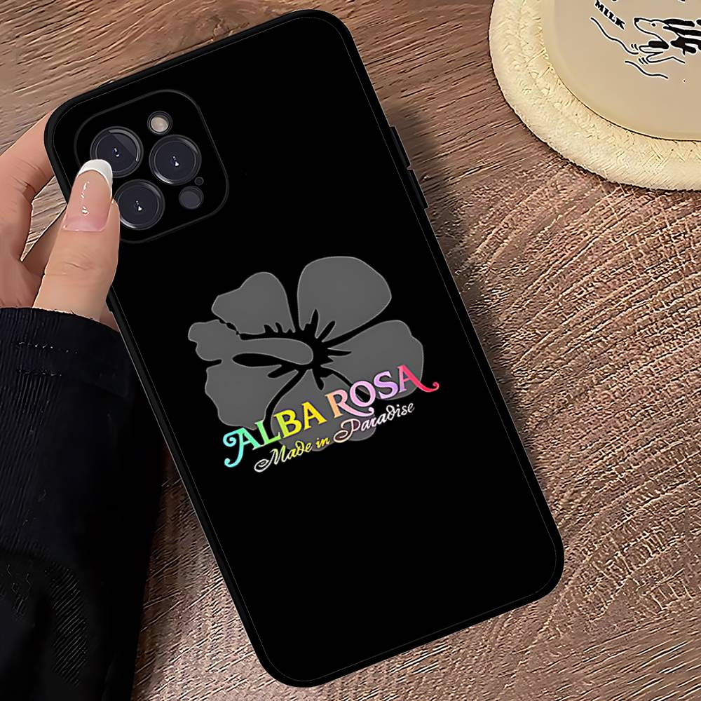 Модный Чехол Для Телефона A-ALBA R-ROSA Для IPhone 17 16 15 14 13 12 11 Pro Max Plus Mini Силиконовый Черный Чехол
