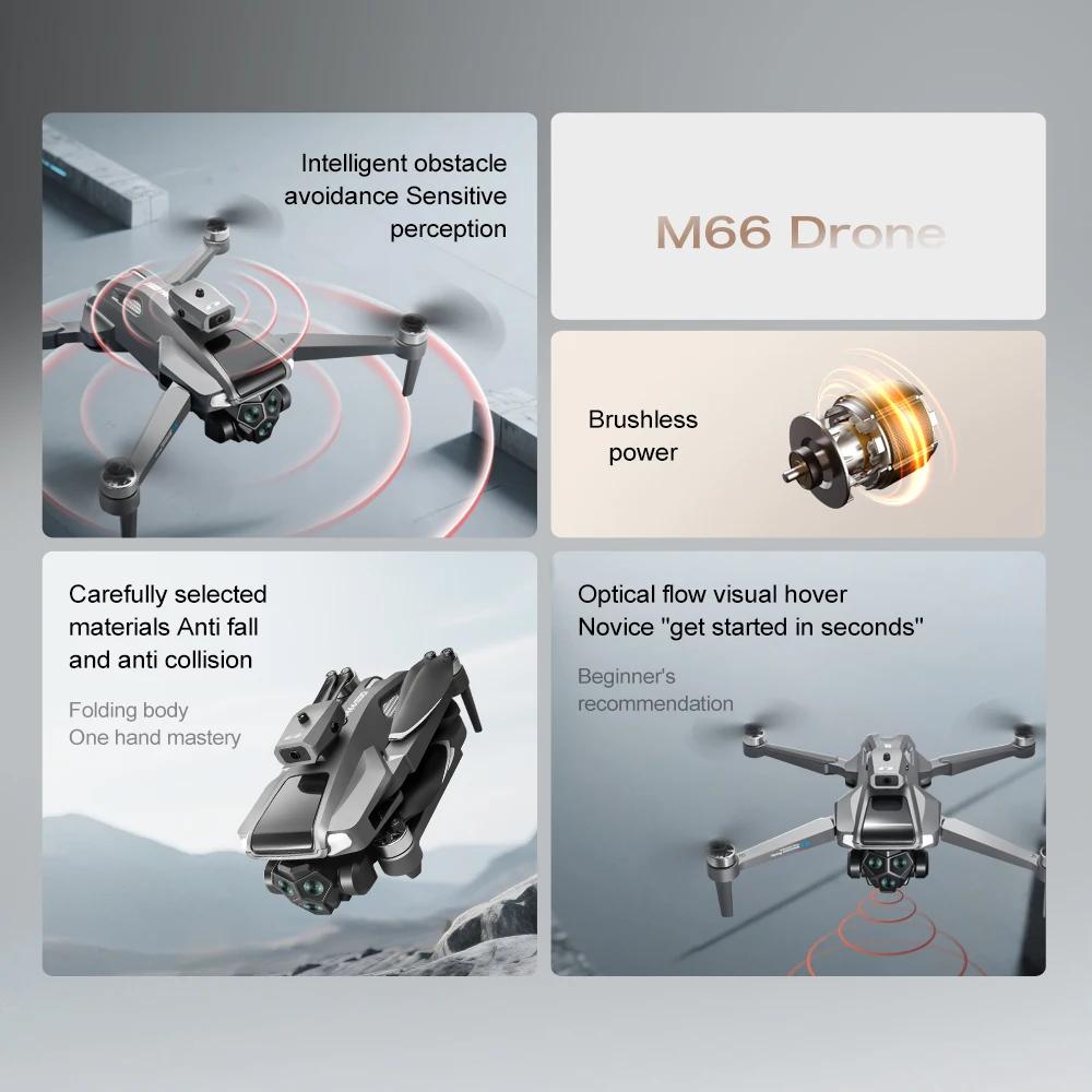 New M66 MAX Professional Drone HD 3 Cameras Brushless 5G Obstacle Avoidance Optical Flow Positioning Folding Rc Quadcopter Screen Display Toy Gift