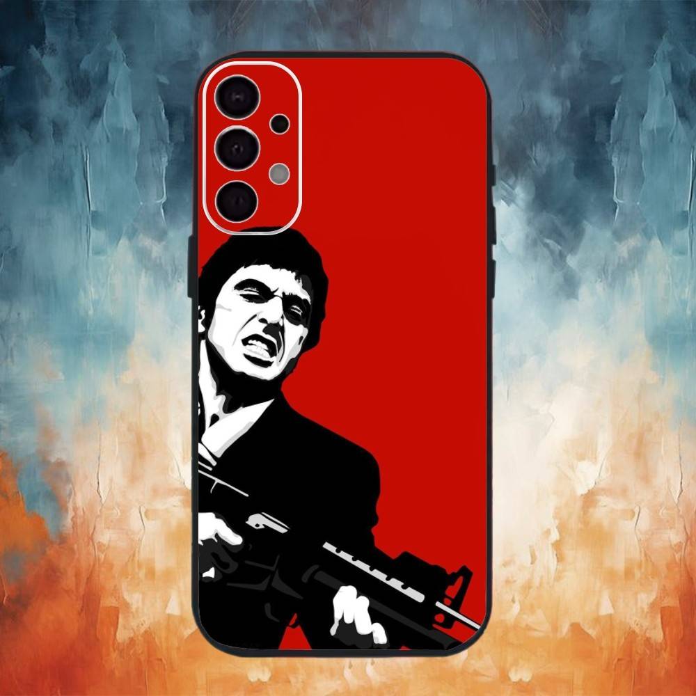 Классический фильм S-Лицо со шрамом Чехол для телефона для Samsung S26,25,24,23,22,30,21,10,9,Ultra,Plus,Lite Черный Мягкий чехол