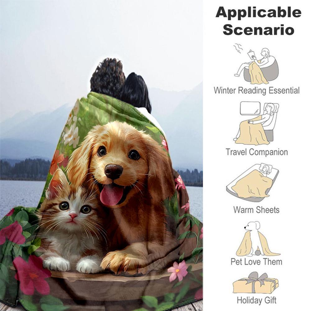 1PC dog catOutdoor Flannel Blanket - Soft Plush Decor for Picnics, camping, Bedroom, Playroom, Office, or Lunch Break 1350A