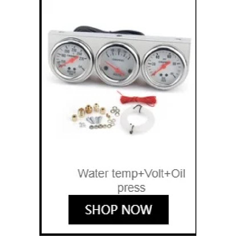 Triple Auto Gauge Set Oil Pressure Water Temp Amp Meter 2" Chrome Panel with White Face TT101324
