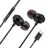 Metal In-Ear USB-C Earphones with Mic and Wired Control, Heavy Bass