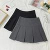 Gray A-line Pleated Skirt for Women - High Waist, Slim Fit, Autumn 2024 Style