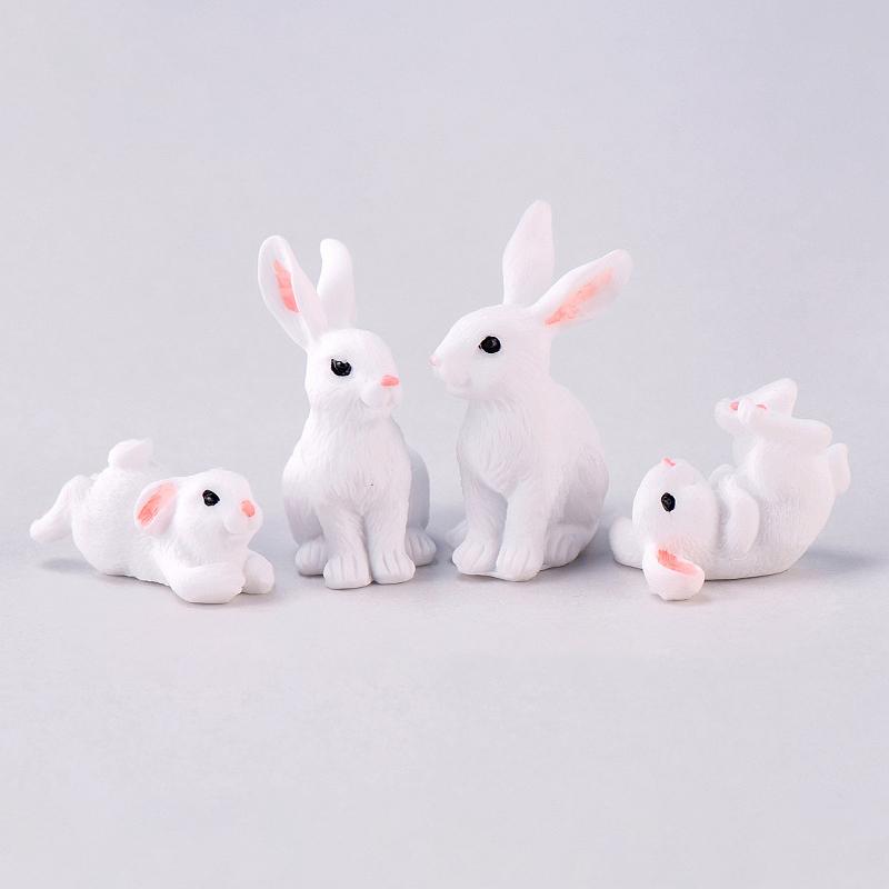 1Pc Cute Rabbit Easter Miniature Resin Craft Mini Bunny Ornament Fairy Garden Supplies Home Figurine Animal Garden Ornament