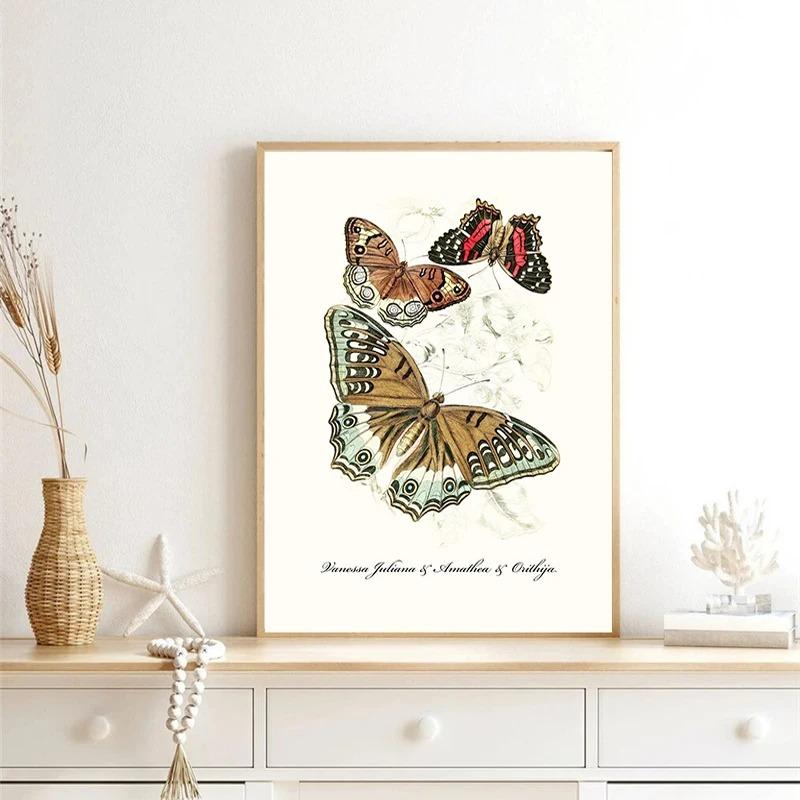 Vintage Butterflies poster Vintage Dead Leaf Butterfly Specimen Minimalist Wall Print Canvas Posters for Home Decor