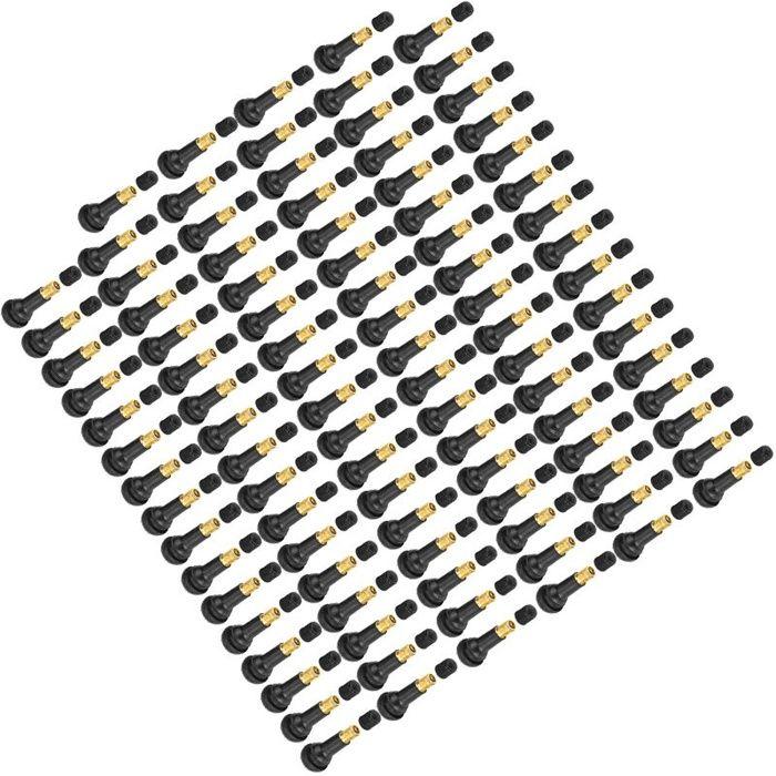 Capuchons de valve pneus - AIMOONSA - TR413 - 100 pièces - Noir - Universel tubeless