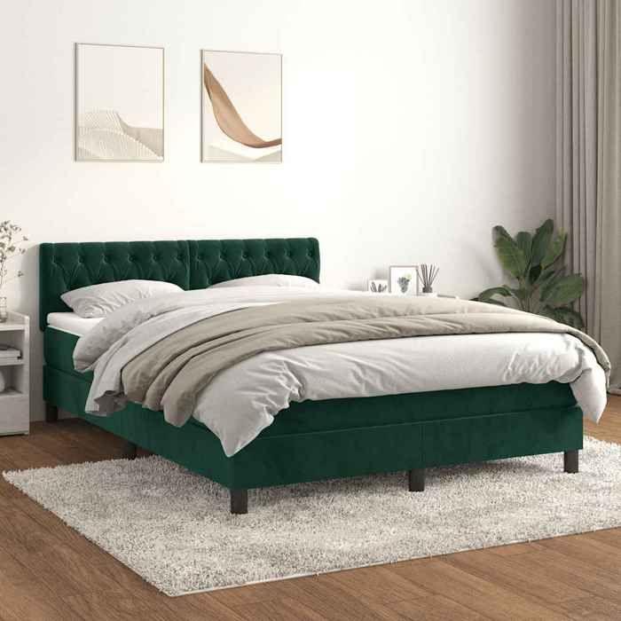 Cadre de lit avec matelas - Maison Exclusive - Velours - 140x190cm - Tête de lit réglable