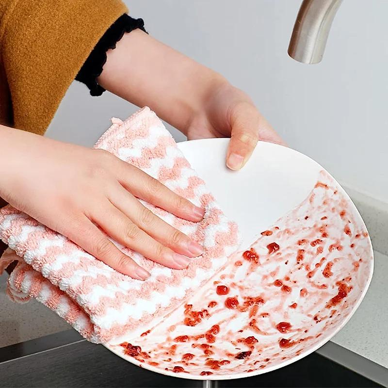 Коралловый флис Утолщенная Катионная Салфетка для посуды Бытовая Кухонная Чистящая Мочалка Впитывающая Не Осыпающаяся Тряпка для уборки