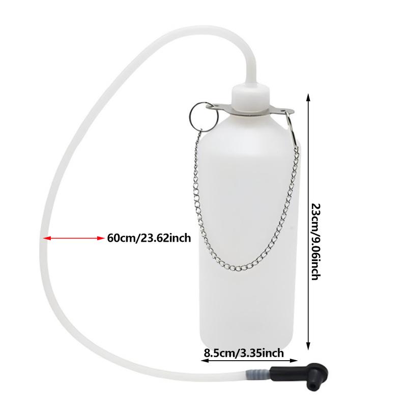 Transparent Brake Fluid Reservoir 1L Brake Bleeder Bottle with 60cm Hose & Universal Rubber Adapter Manual Brake Bleeder Device