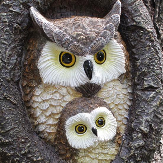 Садовая статуя совы, обнимателя дерева, реалистичный вид, водонепроницаемая, не выцветающая, уличная статуя из смолы для двора, орнамент
