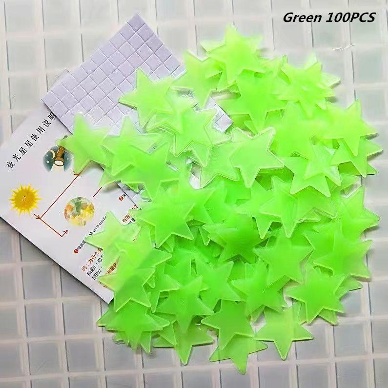 3D полая звезда, накапливающая энергию, флуоресцентное свечение в темноте, светящиеся настенные наклейки для детской комнаты, гостиной, декаль