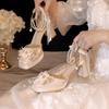 Fashion New Gentle French Single Shoes Girl Bridal Wedding Dress Bridesmaid High Heels