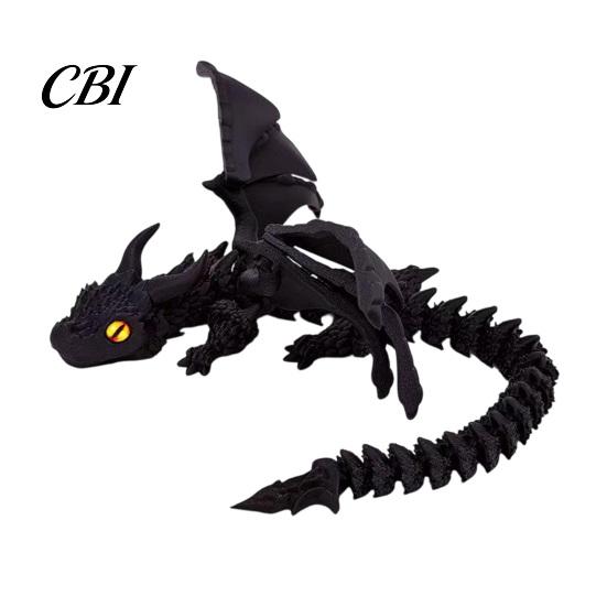 Dragon Sculpture 3D Printed Articulated Figurine with Adjustable Wings and Unique Eyes, Movable Joints for Home Decor Fantasy Gift Lovers Wing Toy