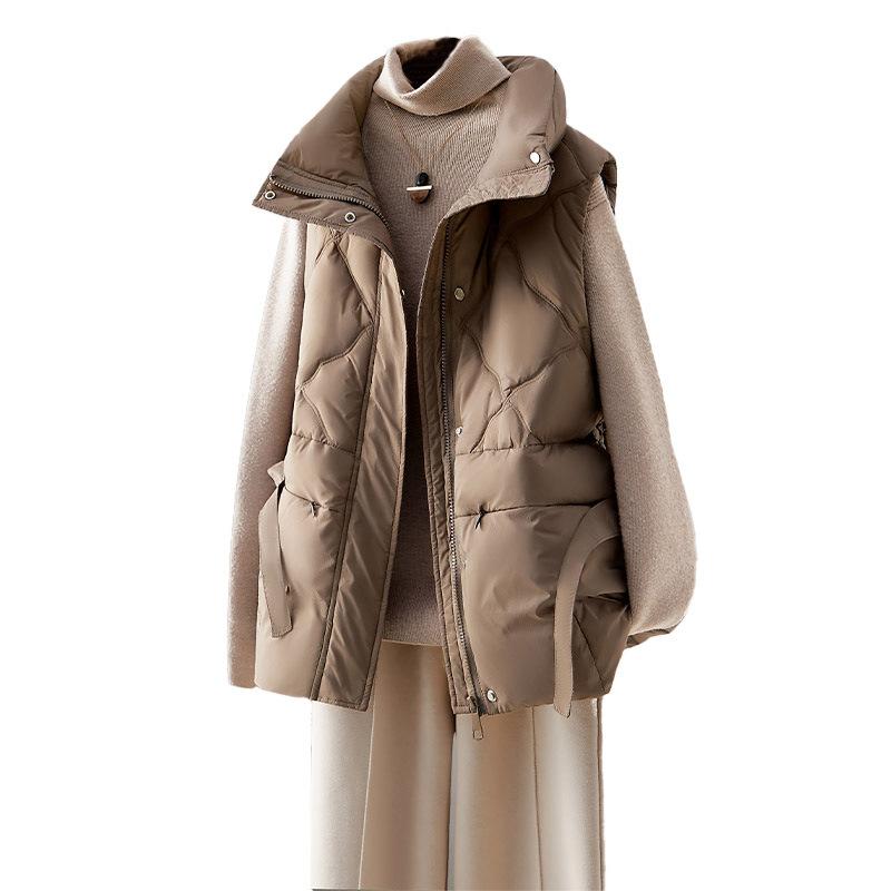 Пуховый жилет женская верхняя одежда на зиму 2024 года новый дизайн воротника-стойки sense streamer теплый жилет белый жилет из утиного пуха