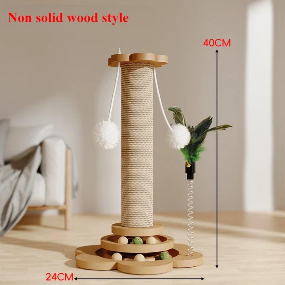 Износостойкая кошачья лазалка с противоскользящей накладкой, поворотный стол, пеньковая веревка, вертикальный кошачий шест, мебель из цельного дерева для котят