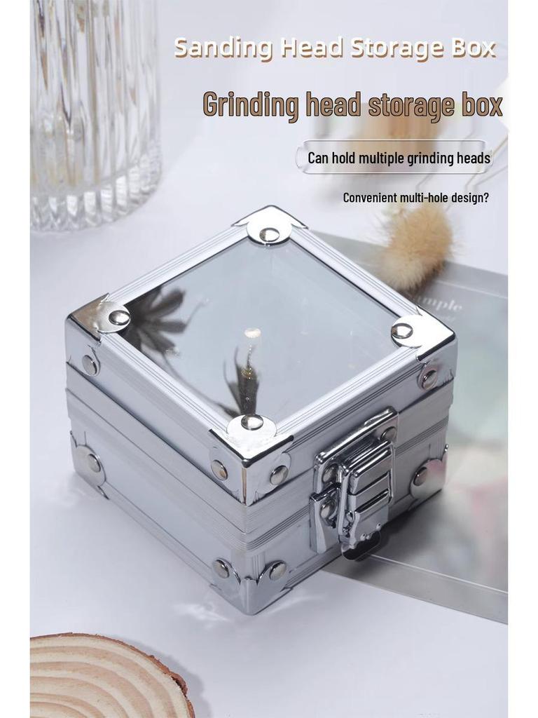 Multi-Hole Grinding Head Storage Box with Transparent Lids for Power Tool Accessories