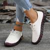 Platform Sneakers Women Shoes Loafers Lace Up Leather Flat Slip-On 2024 New Autumn Casual Mom Shoe Mujer Zapatos Chaussure Femme