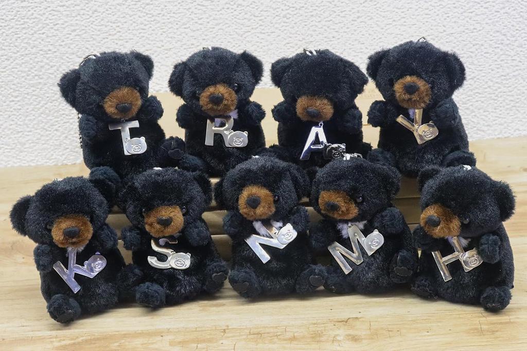 Take Off Asiatic Black Bear Plush Toy Strap Initial Charm Prank Series [N] Angel's