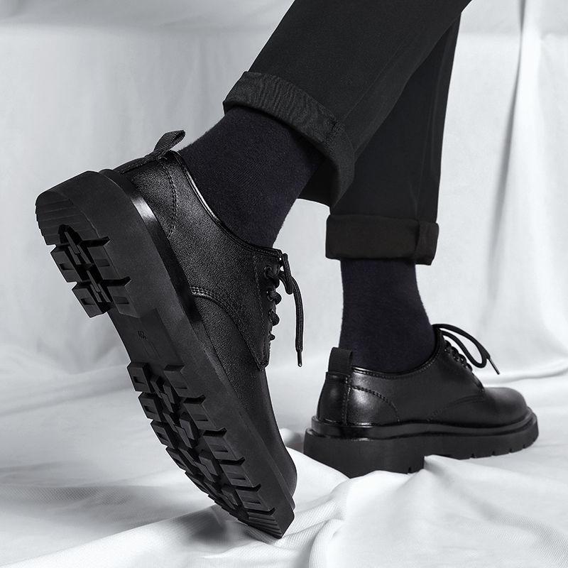 Модная мужская повседневная обувь на толстой подошве, черная однотонная, низкий верх, обычная, ретро, классическая, оригинальная цена, новинка, из коровьей кожи, размер 44, мужская кожаная обувь