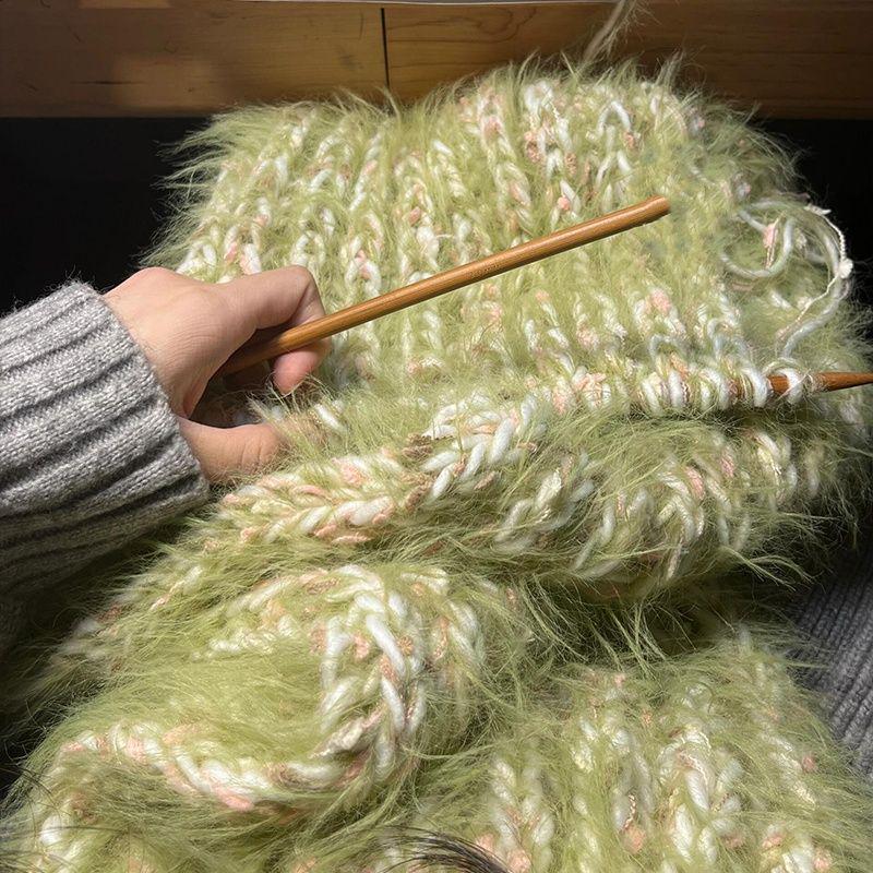 Набор мохеровой пряжи с радужным градиентом - средней толщины, идеально подходит для ручного вязания шарфов